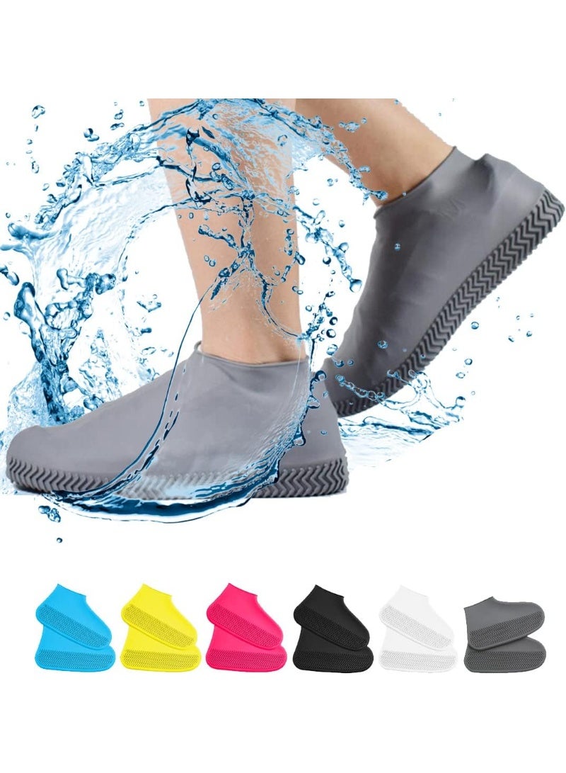 Waterproof Shoe Covers, Non-Slip Water Resistant Overshoes Silicone Rubber Rain Shoe Cover Protectors for Kids, Men, Women (Large, Gray) - Image 1