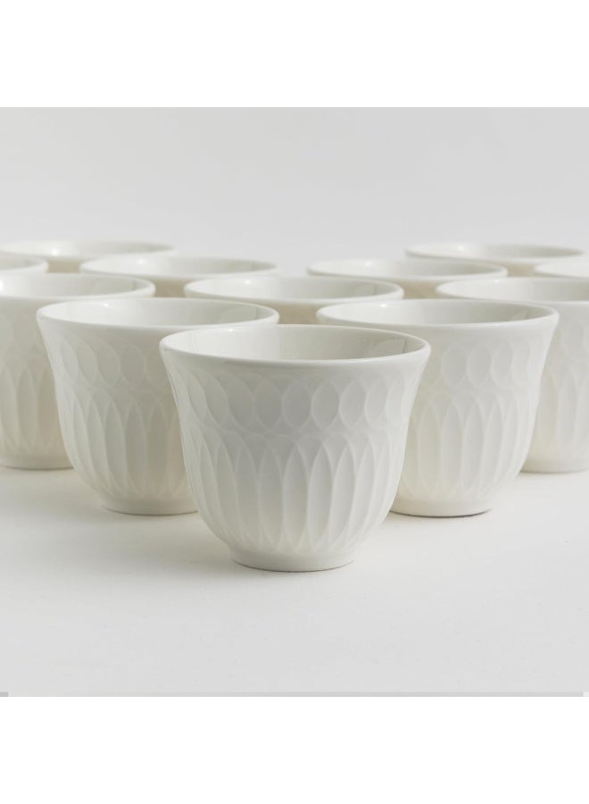 ماستر جولد طقم فناجين قهوة سعودي مكون من 12 قطعة من البورسلين سعة 80 مل مع شعار بارز | فناجين قهوة مثالية للمكاتب والمناسبات المختلفة والحفلات | أطقم فناجين قهوة للضيافة - Image 5