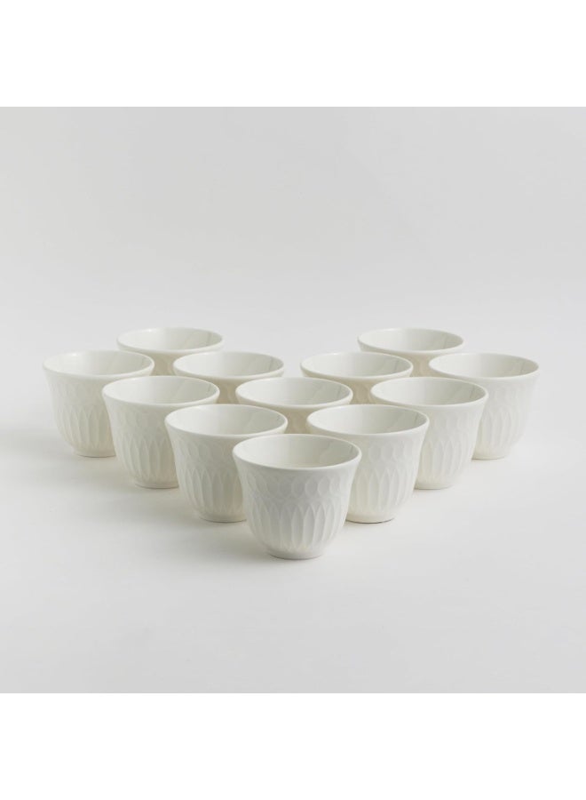 ماستر جولد طقم فناجين قهوة سعودي مكون من 12 قطعة من البورسلين سعة 80 مل مع شعار بارز | فناجين قهوة مثالية للمكاتب والمناسبات المختلفة والحفلات | أطقم فناجين قهوة للضيافة - Image 1