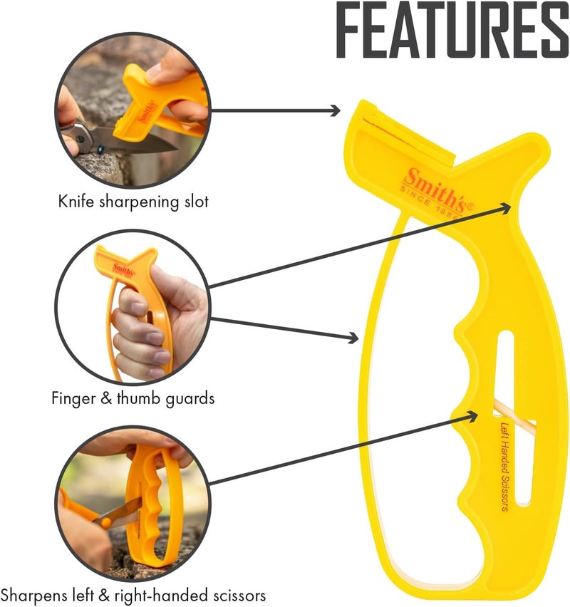 Smiths Smith’s JIFF-S 10-Sec Knife & Scissors Sharpener - Right & Left-Handed Scissors - Carbide Blades - Outdoor Sharpener for Pocket, Hunting, Fishing & Kitchen Knives - Handheld Pullover Sharpener - Image 3