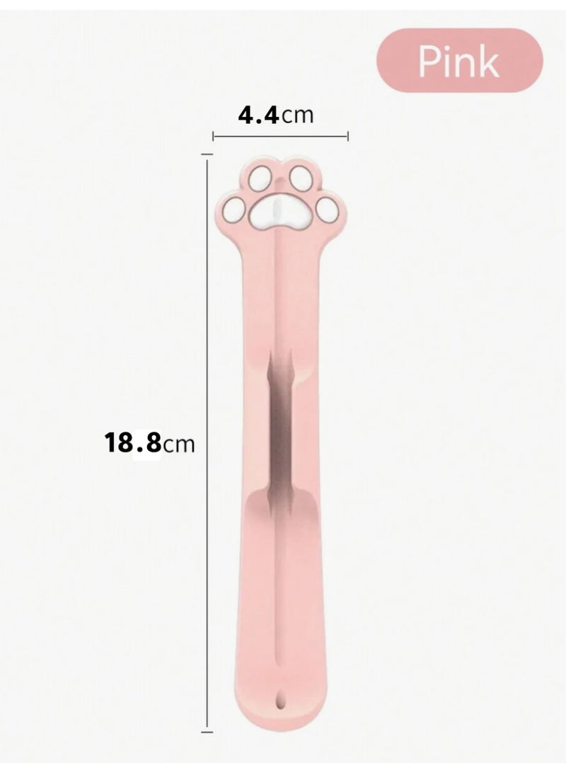 HPRT Silicone Pen Holder Compatible With Apple Pencil 1st/2nd/USB-C And Common Stylus Pens, Cute Paw Magnetic Adhesive Pen Case For Tablet Covers (Pink, 18.8 x 4.4 cm) - Image 2