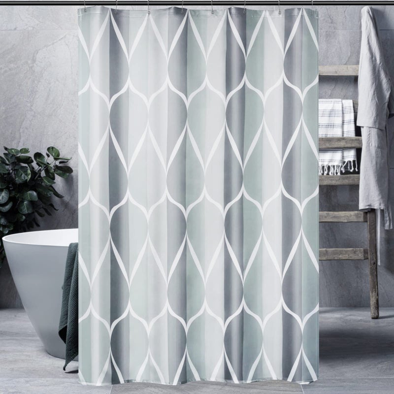 Gelbchu Grey Geometric Shower Curtain W 54 x H 78Waterproof Design and Polyester QuickDrying Weighted Hem Stall Size Shower Curtains Set for Bathroom Machine Washable with 8 Hooks
