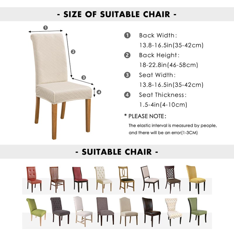 FORCHEER أغطية كرسي مقاوم للماء Forcheer لمجموعة غرفة الطعام من 6 Beige Jacquard Kitchen كرسي Slipcovers لكراسي Parson مرنة قابلة للغسل (6 Jacquard Beige) - Image 2