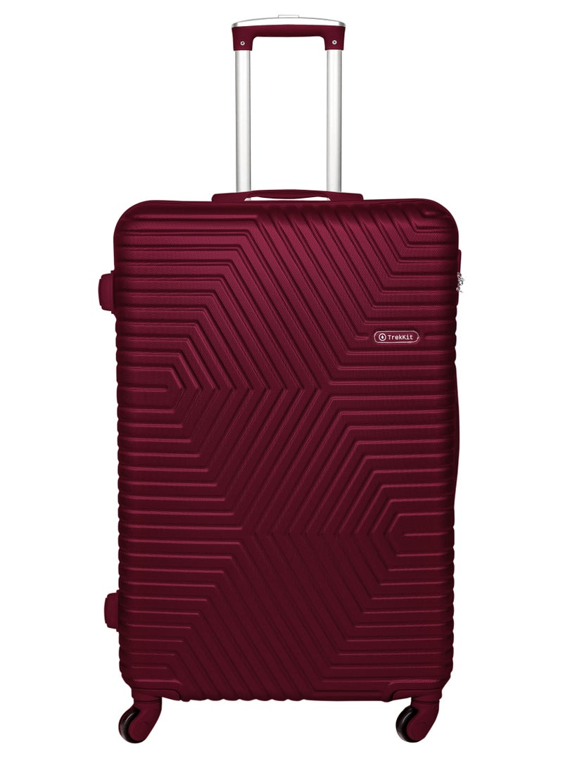 TrekKit مجموعة حقائب سفر خفيفة الوزن من ترافيل واي مكونة من حقيبتين - حقيبة سفر ذات حجمين - حقيبة سفر صلبة للسفر | حقيبة أمتعة ABS مع 4 عجلات دوارة (أحمر خمري، مجموعة من 2) - Image 2