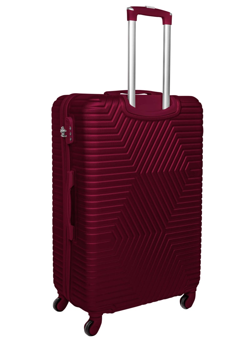 TrekKit مجموعة حقائب سفر خفيفة الوزن من ترافيل واي مكونة من حقيبتين - حقيبة سفر ذات حجمين - حقيبة سفر صلبة للسفر | حقيبة أمتعة ABS مع 4 عجلات دوارة (أحمر خمري، مجموعة من 2) - Image 3