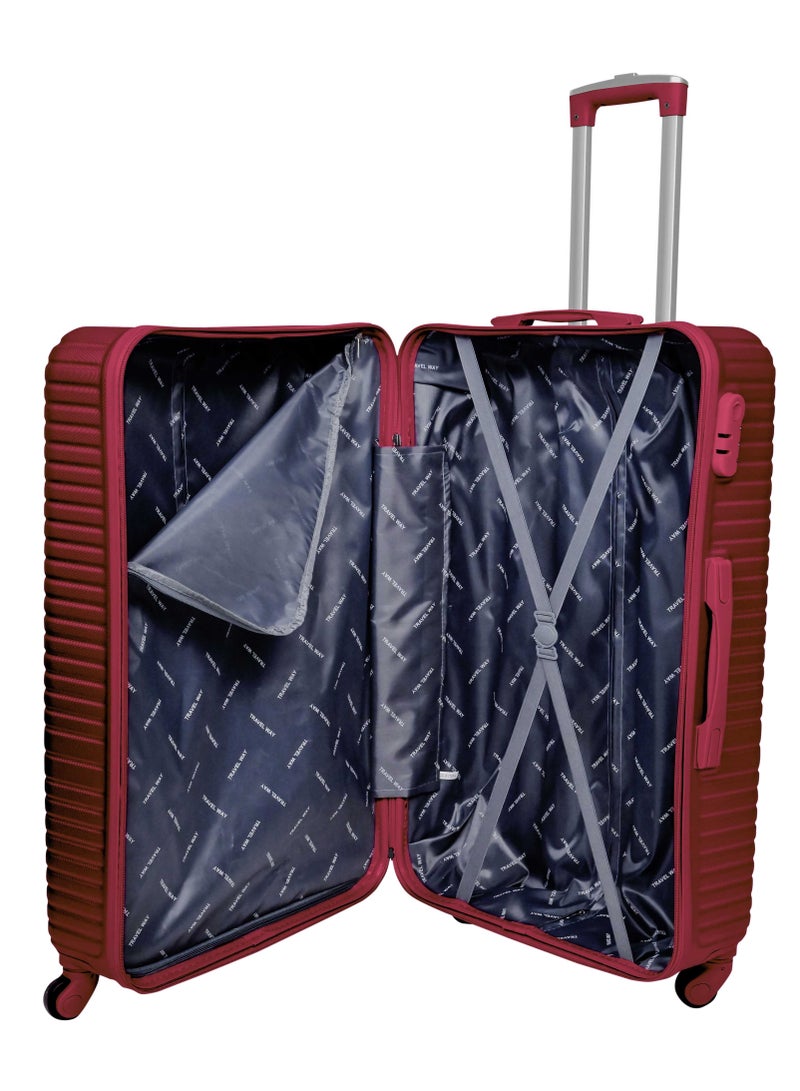TrekKit مجموعة حقائب سفر خفيفة الوزن من ترافيل واي مكونة من حقيبتين - حقيبة سفر ذات حجمين - حقيبة سفر صلبة للسفر | حقيبة أمتعة ABS مع 4 عجلات دوارة (أحمر خمري، مجموعة من 2) - Image 4