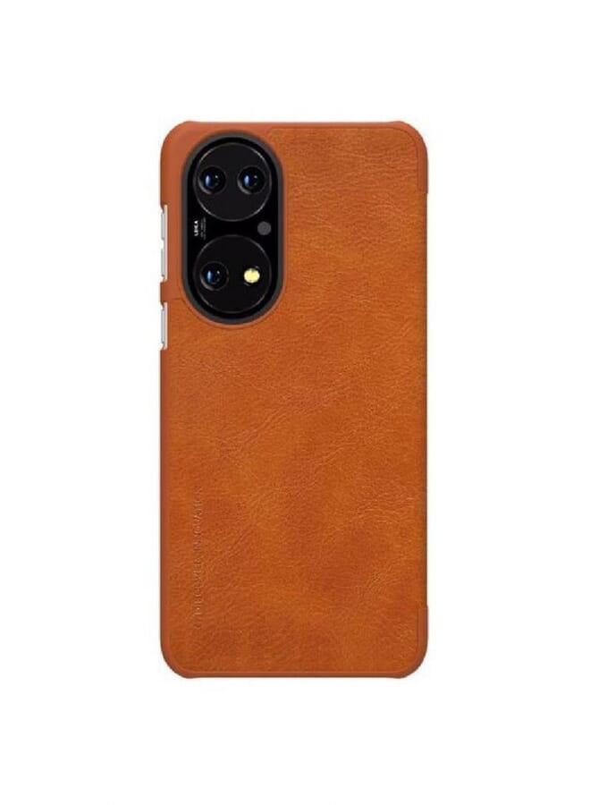 Nillkin Qin Series Classic Flip Leather Protective Case Cover For Huawei P50 Brown - Image 2