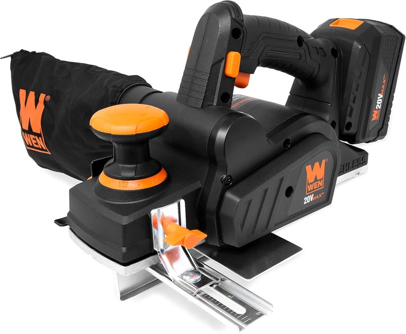 Wen Cordless Planer, Brushless with 3-1/4-Inch Blade, 20V Max 4.0 Ah Lithium-Ion Battery and Charger (20653) - Image 2