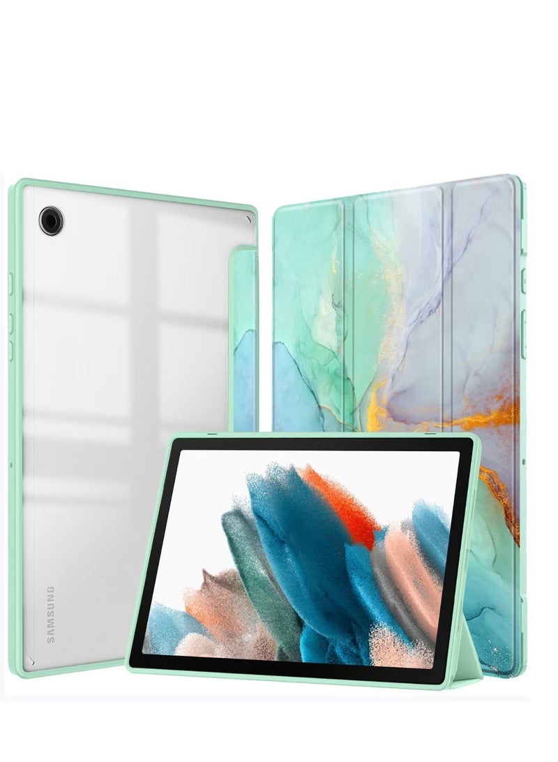 Hybrid Case Compatible with iPad 10th Generation 2022 (10.9 Inch) - [Ultra Slim] Shockproof Clear Cover with Built-in Pencil Holder, Auto Wake/Sleep, Lilac Marble - Green - Image 1