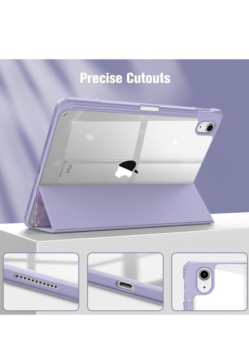Hybrid Case Compatible with iPad 10th Generation 2022 (10.9 Inch) - [Ultra Slim] Shockproof Clear Cover with Built-in Pencil Holder, Auto Wake/Sleep, Lilac Marble - Green - Image 4