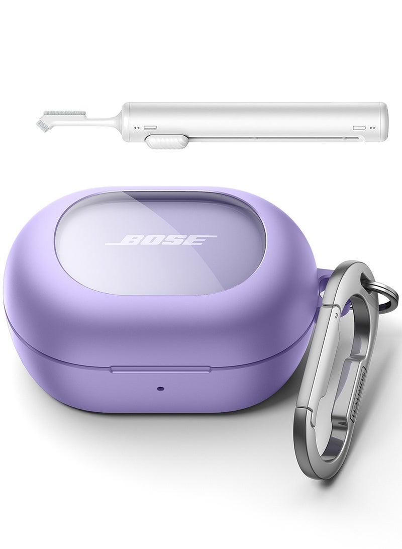 Case for Bose QuietComfort Earbuds 2024, Magnetic Bumper, Rugged Shockproof Protective Cover with Carabiner & Cleaning Kit & Removal Tool, Purple  - Image 1