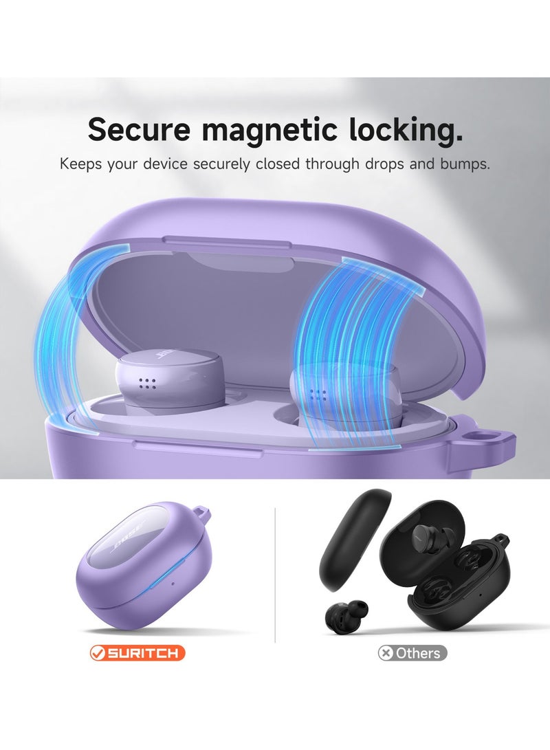 Case for Bose QuietComfort Earbuds 2024, Magnetic Bumper, Rugged Shockproof Protective Cover with Carabiner & Cleaning Kit & Removal Tool, Purple  - Image 3