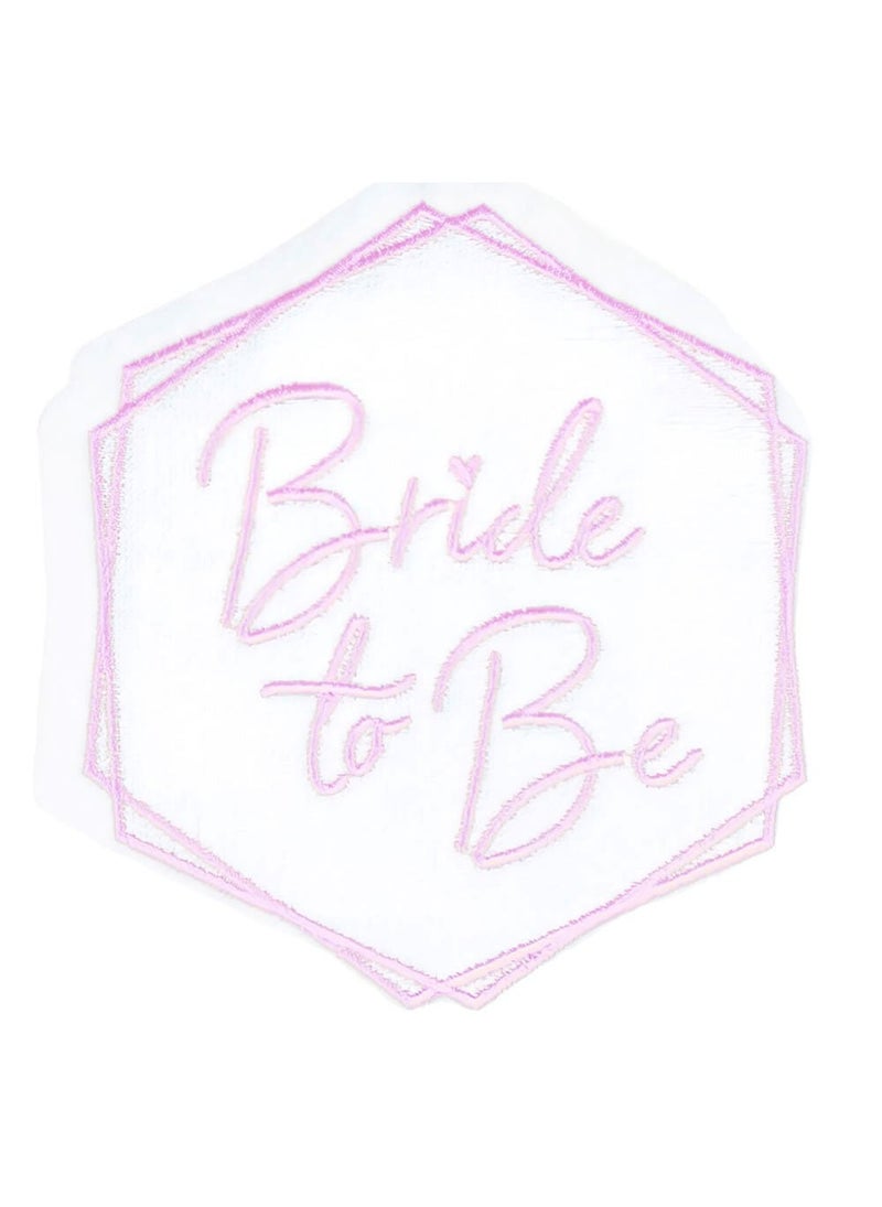 Bride To Be Fabric Patch White Pink Polyester 10cm