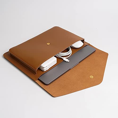 Benfan Leather Laptop Sleeve 15Inch 16 Inch Compatible with New MacBook Pro 16, New MacBook Pro 15, Surface Book 15, Dell XPS 15 Color Brown - Image 4