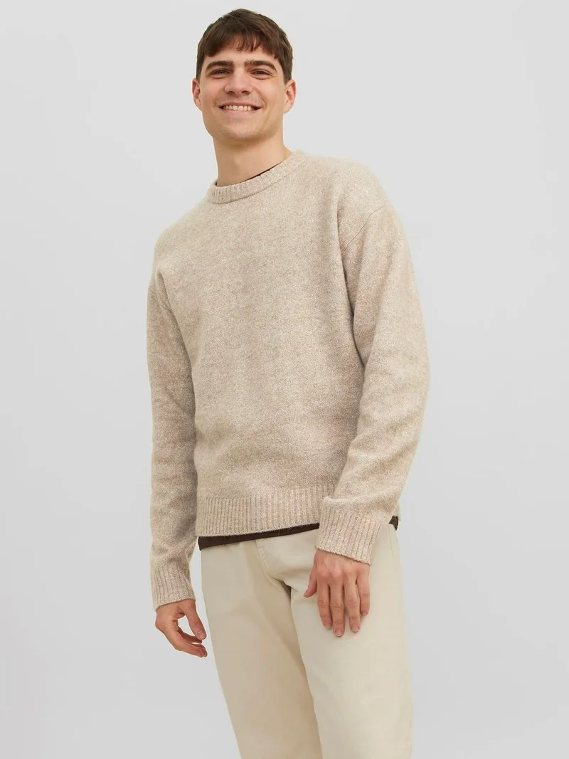 جاك & جونز Crew Neck Cream Men's Sweater 12215468