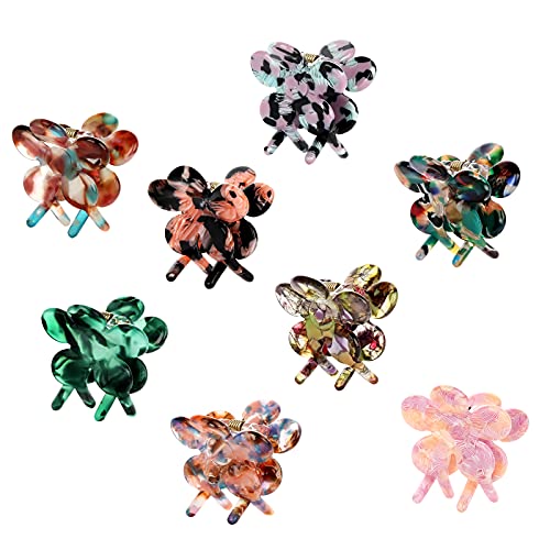 Cobahom 8 Pcs 1.26 Inch Flower Hair Clips Small Claw Clips, Vintage Hair Clips Cellulose Acetate Jaw Clamps for Thin Hair, Styling Accessories for Women, Multicolor - Image 1