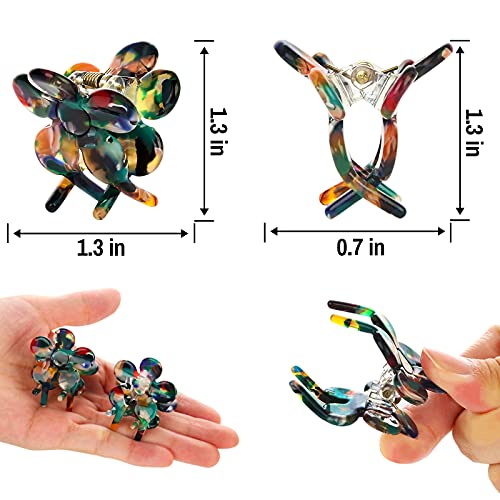 Cobahom 8 Pcs 1.26 Inch Flower Hair Clips Small Claw Clips, Vintage Hair Clips Cellulose Acetate Jaw Clamps for Thin Hair, Styling Accessories for Women, Multicolor - Image 3