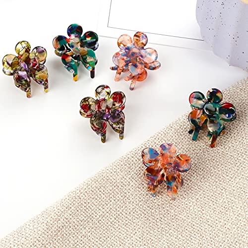 Cobahom 8 Pcs 1.26 Inch Flower Hair Clips Small Claw Clips, Vintage Hair Clips Cellulose Acetate Jaw Clamps for Thin Hair, Styling Accessories for Women, Multicolor - Image 4
