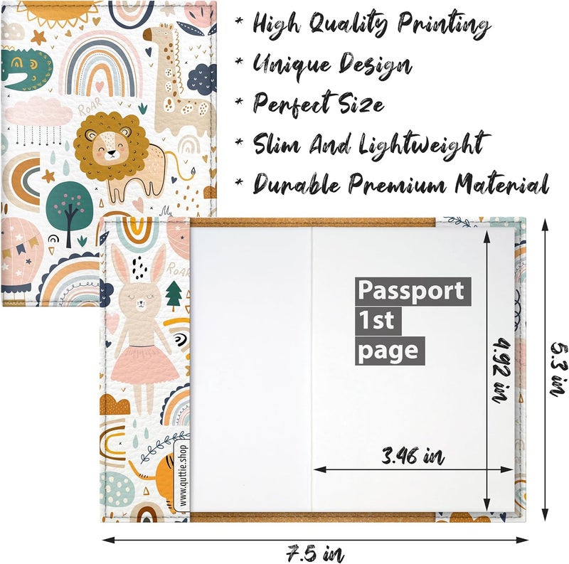 Quttie Passport Cover for Kids, Women and Men, Cute Travel Passport Holder (Animal Pattern) - Image 2
