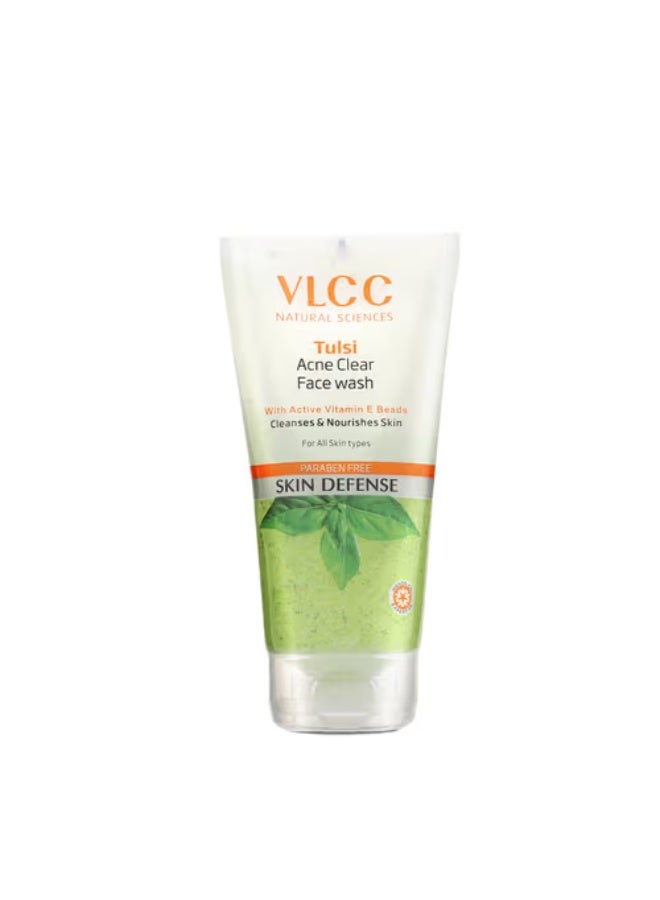 VLCC Tulsi Acne Clear Face Wash orange Oil Pore Cleansing Face Wash - 150Ml X 2 - Anti-Acne Facewash | Oil Control Facewash | Deep Cleansing With VitOramin E Beads - Image 2