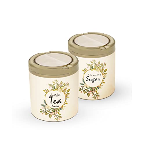 Trueware Lift up ST Container |Set of 2| Olive Green|750 ML|Plastic|Air tight|BPA Free |100% Food Grade |Canister| Jar | Plastic Body | Odour Proof | Kitchen Storage, accesseroies, Jar - Image 1