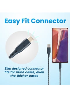 Remson USB-A to Type-C Remson Rapid-Link Nylon Braided Cable Fast Charge & Data Sync 1.2 Meters Blue  - Image 3