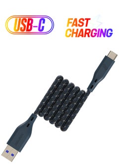 Remson USB-A to Type-C Remson Rapid-Link Nylon Braided Cable Fast Charge & Data Sync 1.2 Meters Blue  - Image 1