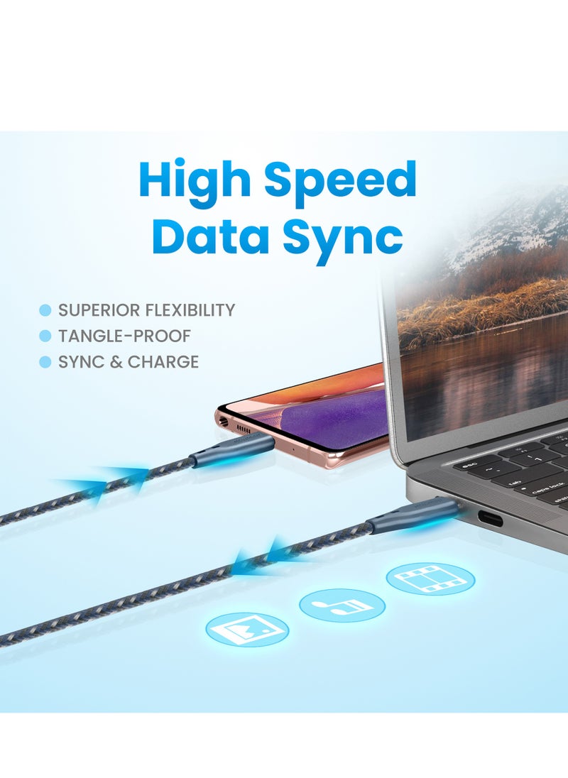 Remson - USB-A to Type-C Remson Rapid-Link Nylon Braided Cable Fast Charge & Data Sync 1.2 Meters Blue - Image 1