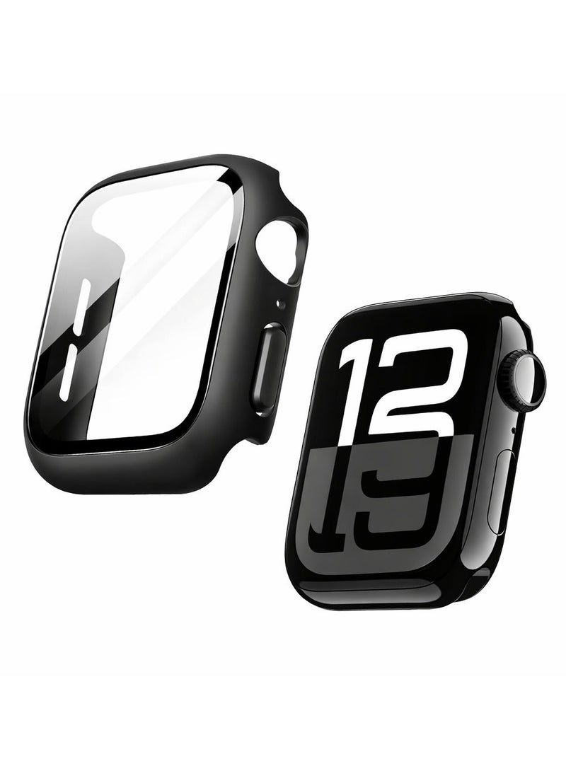 Apple Watch Case with Built-in Tempered Glass Screen Protector – Full Coverage Protective Bumper Case for Apple Watch Series 11 and 10 46MM – Anti-Scratch, Shockproof, Easy Snap-On - Black - Image 1