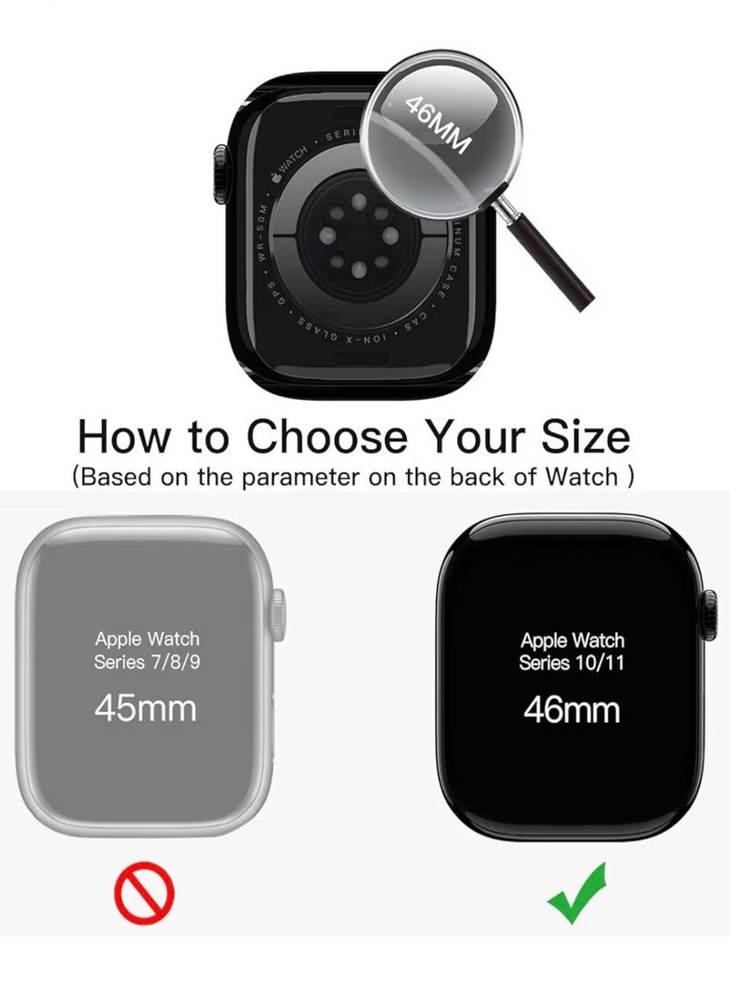 Apple Watch Case with Built-in Tempered Glass Screen Protector – Full Coverage Protective Bumper Case for Apple Watch Series 11 and 10 46MM – Anti-Scratch, Shockproof, Easy Snap-On - Black - Image 2