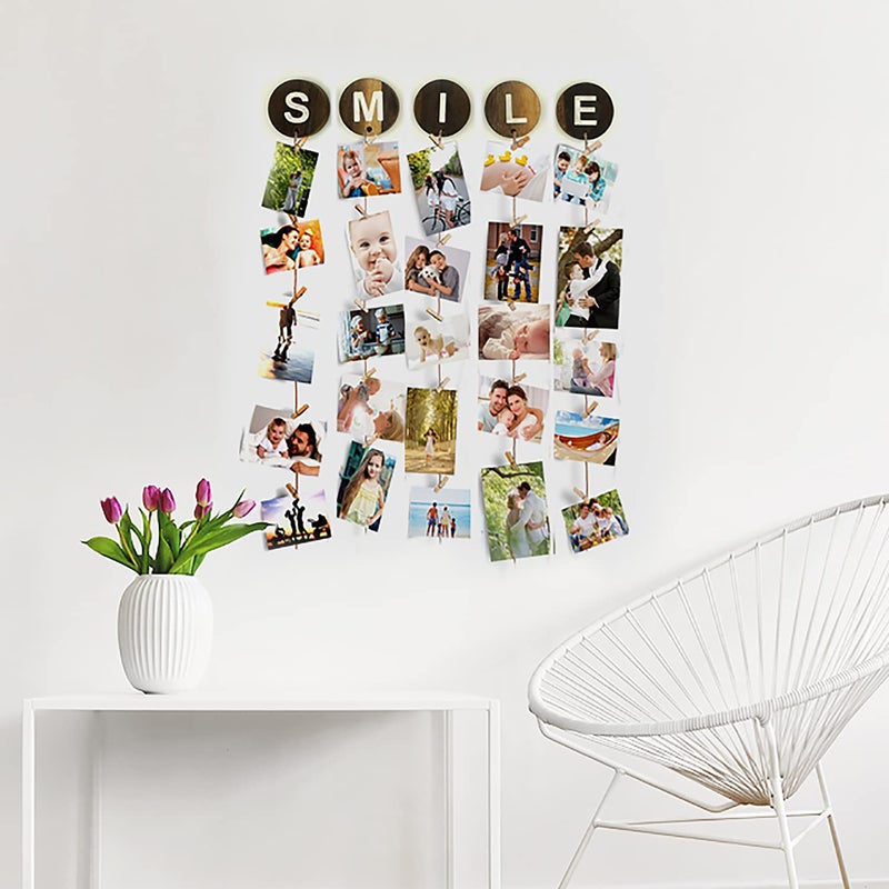 VAH Picture Photo Frame for Wall Decor Photos Pictures Organizer Hanging Photo album with Wood Clips Wall Hanging with Wall Dcor - Image 1