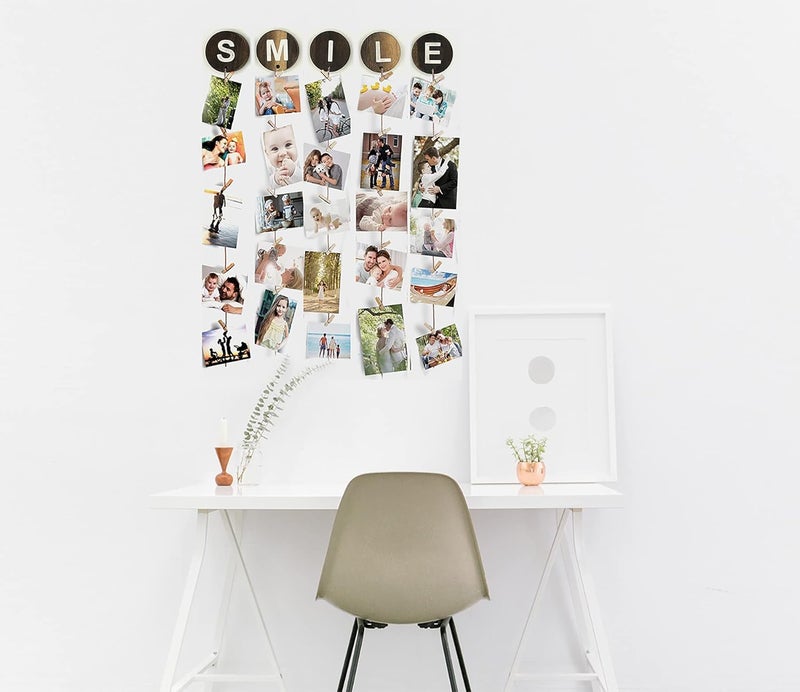 VAH Picture Photo Frame for Wall Decor Photos Pictures Organizer Hanging Photo album with Wood Clips Wall Hanging with Wall Dcor - Image 2