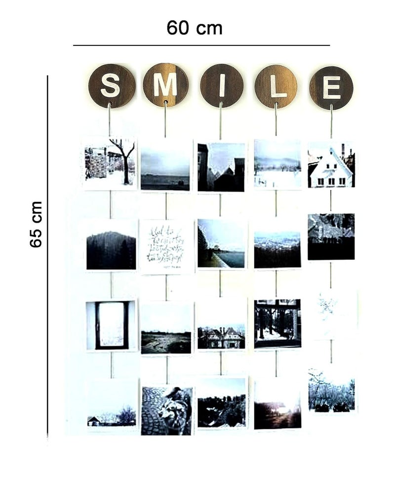 VAH Picture Photo Frame for Wall Decor Photos Pictures Organizer Hanging Photo album with Wood Clips Wall Hanging with Wall Dcor - Image 3