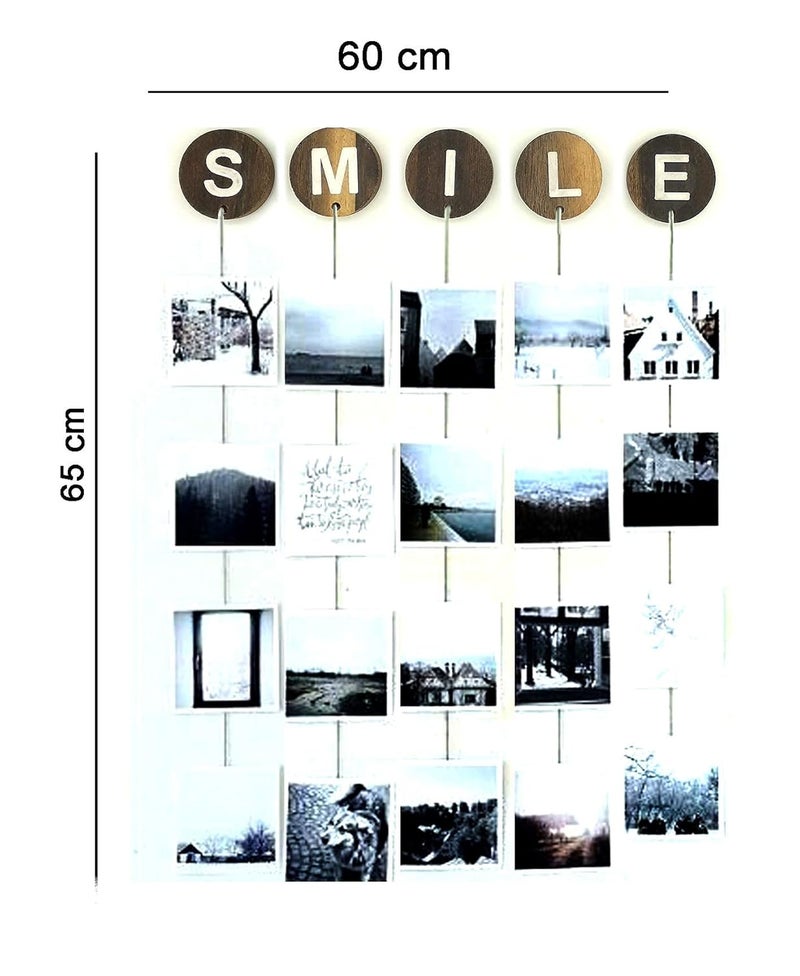 VAH Picture Photo Frame for Wall Decor Photos Pictures Organizer Hanging Photo album with Wood Clips Wall Hanging with Wall Dcor - Image 4