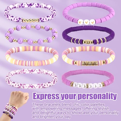 Draupnir 48 Pcs Friendship Heishi Surfer Clay Bead Set Stackable Beaded Preppy Jewelry Bracelets Friendship Boho Y2K Bracelets for Women Cute - Image 5