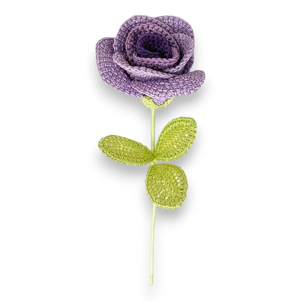Happy Threads Shaded Roses Purple EcoFriendly Handcrafted Single Stem Crocheted Flowers ChildSafe LeadFree Sustainable Decor Gift Solution - Image 1