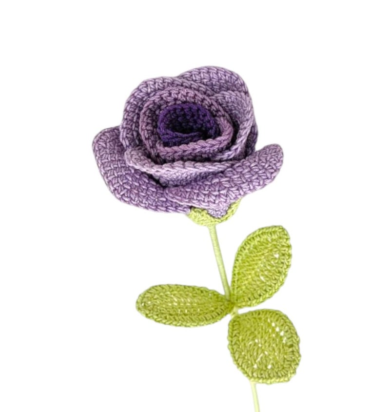 Happy Threads Shaded Roses Purple EcoFriendly Handcrafted Single Stem Crocheted Flowers ChildSafe LeadFree Sustainable Decor Gift Solution - Image 2