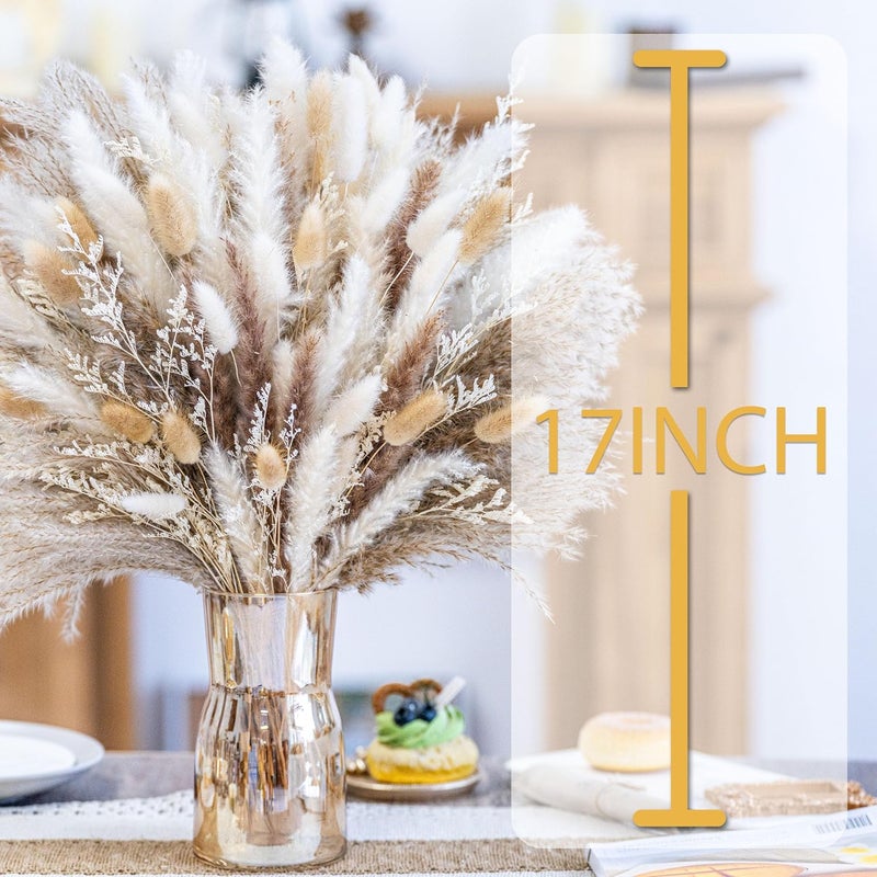 FloraDream 180 PCS Pampas Grass Decor Natural Dried Flowers | Boho Dried Floral Arrangement Centerpiece Table Decor Wedding Decor Rustic Decor - Image 3