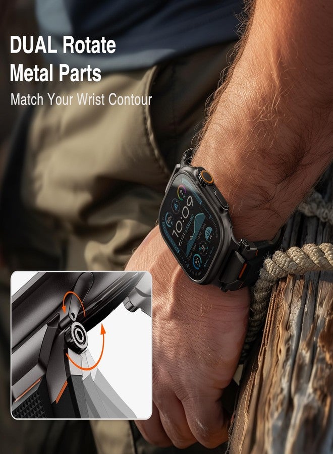 ULTIMAL Compatible with Apple Watch Ultra 3/2/1 band 49mm/46mm/45mm/44mm for Men, Silicone Strap with Durable Stainless Steel Buckle for Apple Watch Ultra 3/2/1 Series 11/10/9/8/7/6/5/4/3/SE3/SE2/SE (Black/Black) - Image 4