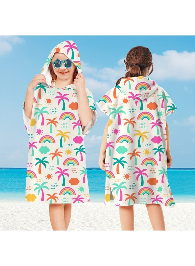 NIBEMINENT Kids Hooded Towel Cape - Microfiber Swim & Beach Bathrobe, Super Absorbent & Quick-Dry Towel for Children (60x75cm)  - Image 1