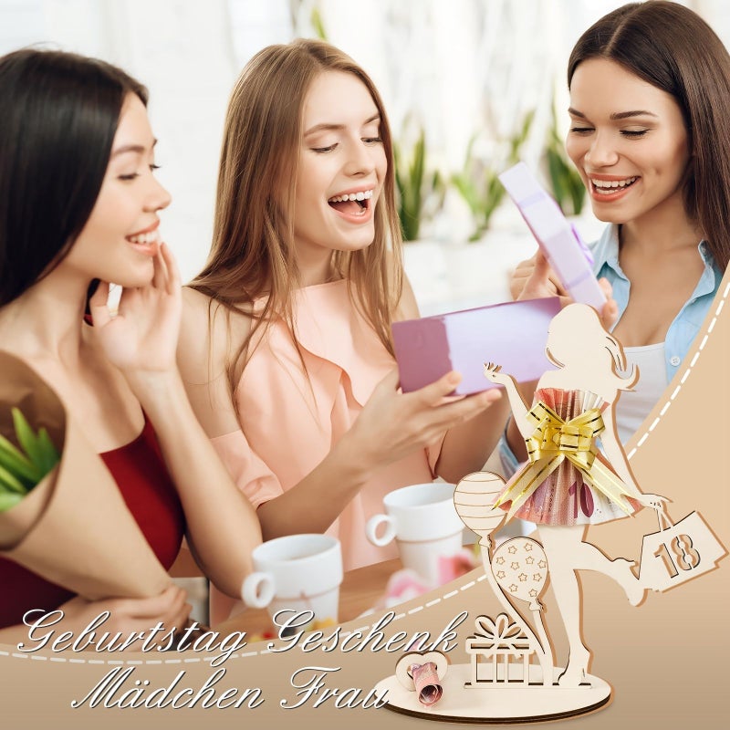 عيد ميلاد سعيد بمناسبة 18 عامًا – مشبك نقود خشبي – مستلزمات حفلات عيد الميلاد – نقش أنيق – هدية عيد ميلاد مناسبة لتقديمها للأقارب والأصدقاء – ديكور معلق – يمكنه تخزين الهدايا النقدية – هدايا الحفلات – متوافق مع بطاقات التهنئة - Image 4