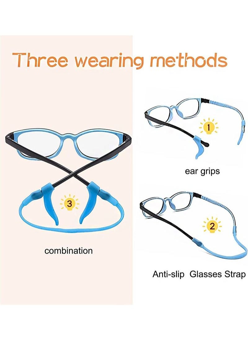Aikanbo Glasses Straps, 6pcs Silicone Glasses for Kids with Colorful Sunglass Straps and 12pcs Non-slip Ear Hooks, Sports Glasses with Soft Elastic Glasses Holder, Suitable for Adults and Kids  - Image 4