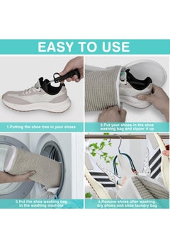 SYOSI Shoe Washing Machine Bag,2 Pairs Adjustable Shoe Trees,Inside 10000+ Fluffy Fibers Keep 360° Cleaning,Upgrade Durable Zipper,Reusable Shoe Laundry Bag for any Machine Washable Shoes  - Image 2