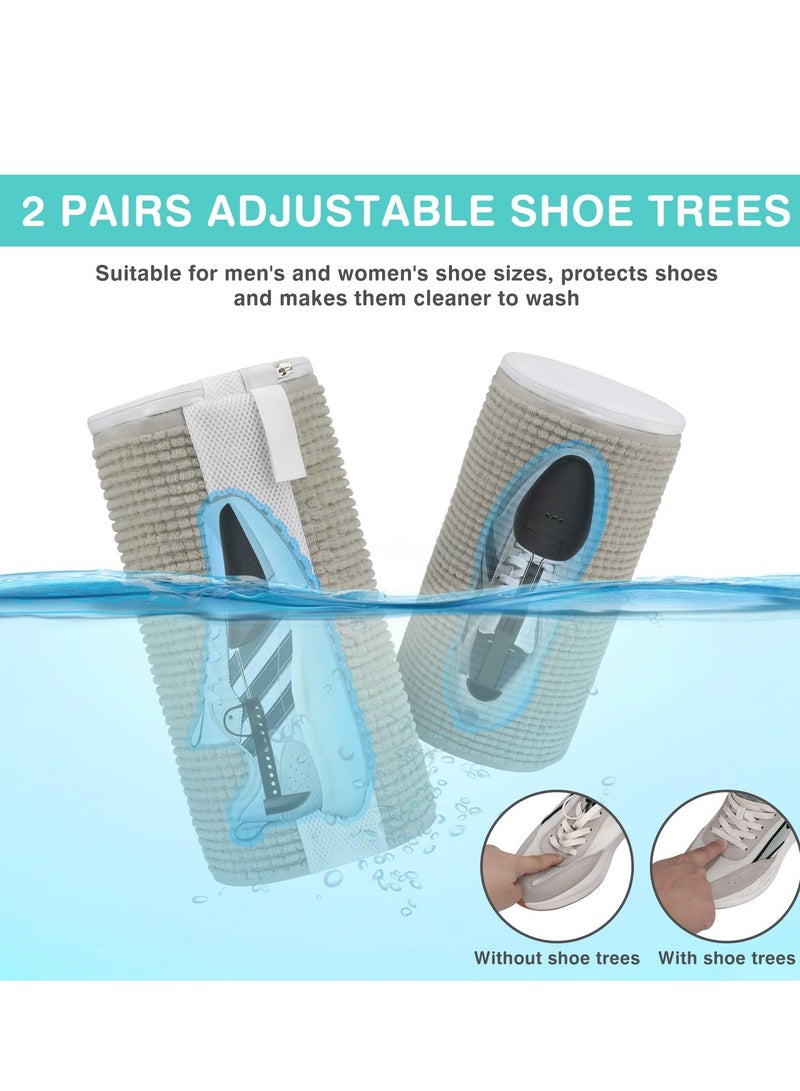 SYOSI Shoe Washing Machine Bag,2 Pairs Adjustable Shoe Trees,Inside 10000+ Fluffy Fibers Keep 360° Cleaning,Upgrade Durable Zipper,Reusable Shoe Laundry Bag for any Machine Washable Shoes - Image 3
