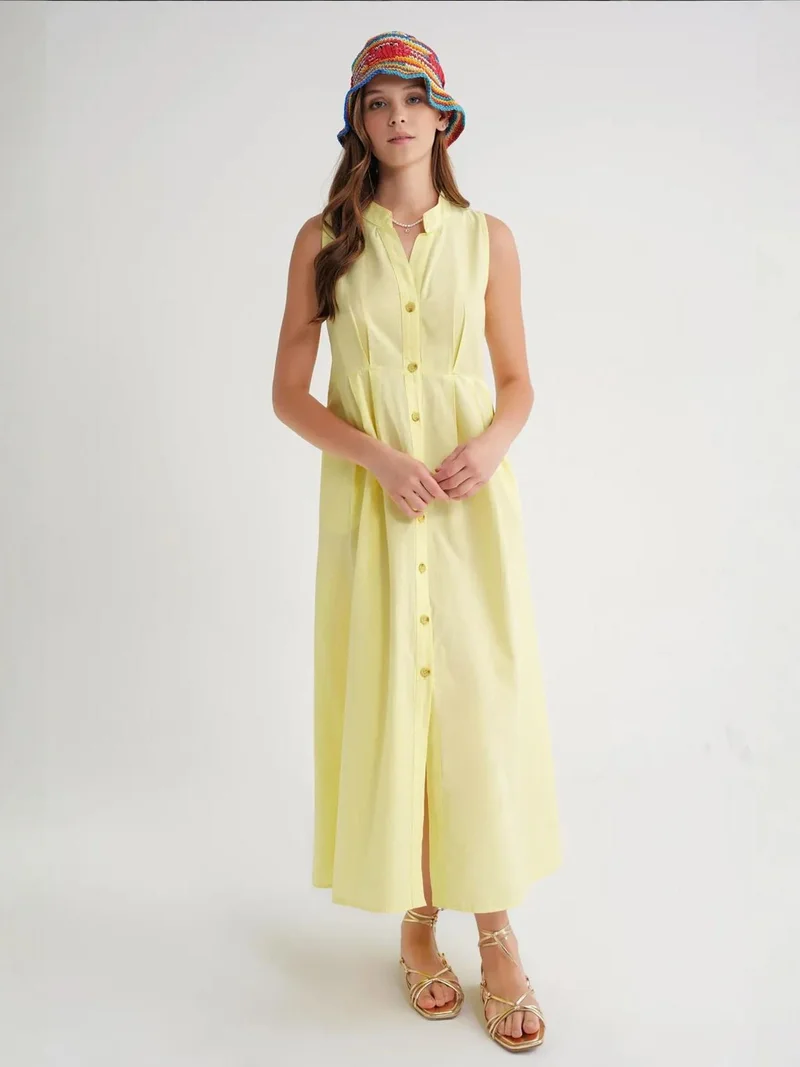 MixRay Mixray Buttoned Tippet Collar Maxi Dress