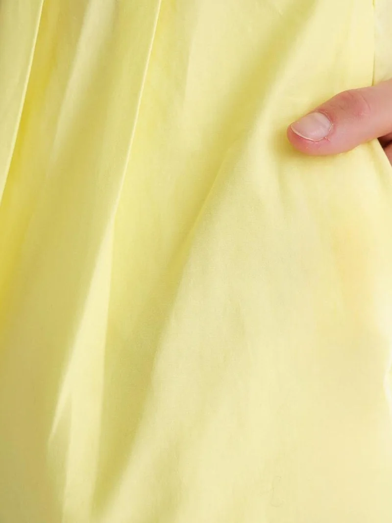MixRay Lemon Yellow Mixray Buttoned Tippet Collar Maxi Dress for Women | Best Price UAE