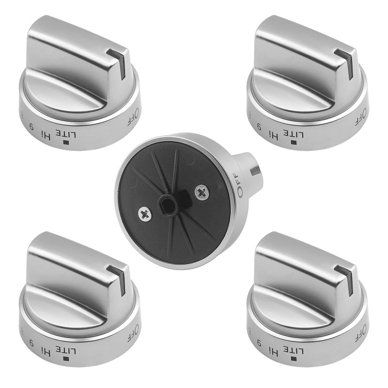 HenSinTc 5 Pack WB03X24818 Stove Knobs Fit for GE Cooktop Knob Replacement JGB645EEK1ES Surface Burner Control Knobs Compatible with GE Gas Stove Replace PD00037240 4363588 AP5989029 PS11729081 EAP11729081 - Image 2