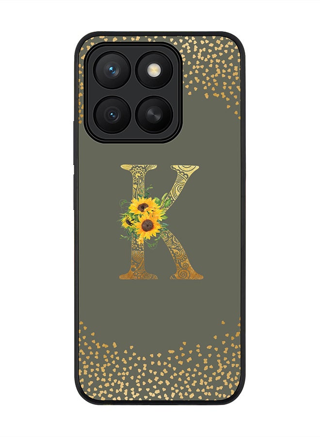 Stylizedd For Honor X8c Case,Slim fit Camera Protection, Shockproof Thin Phone cover  - Custom Floral Monogram - K  (Olive Green )