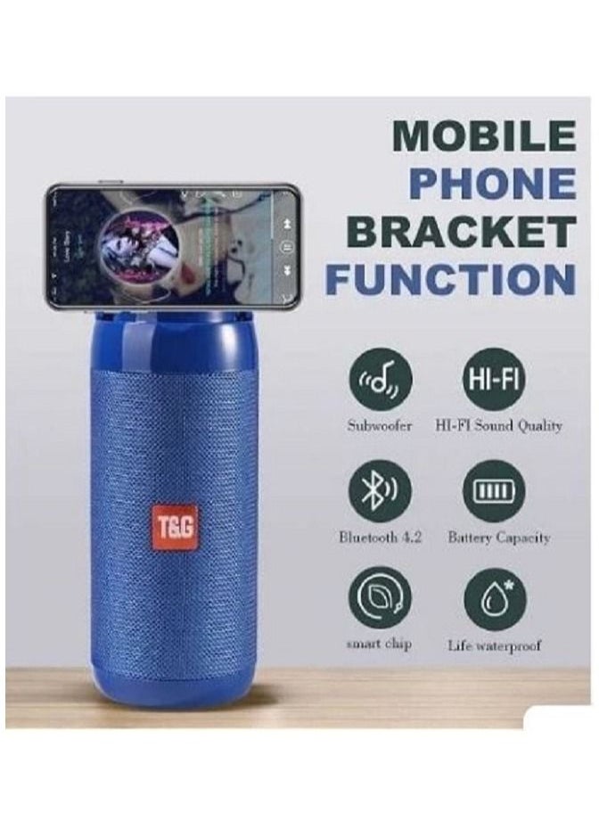 Generic Tg113c Portable Bluetooth Speaker With Fm Radio Tf Card Aux Surround Bass Subwoofer - Blue  - Image 1