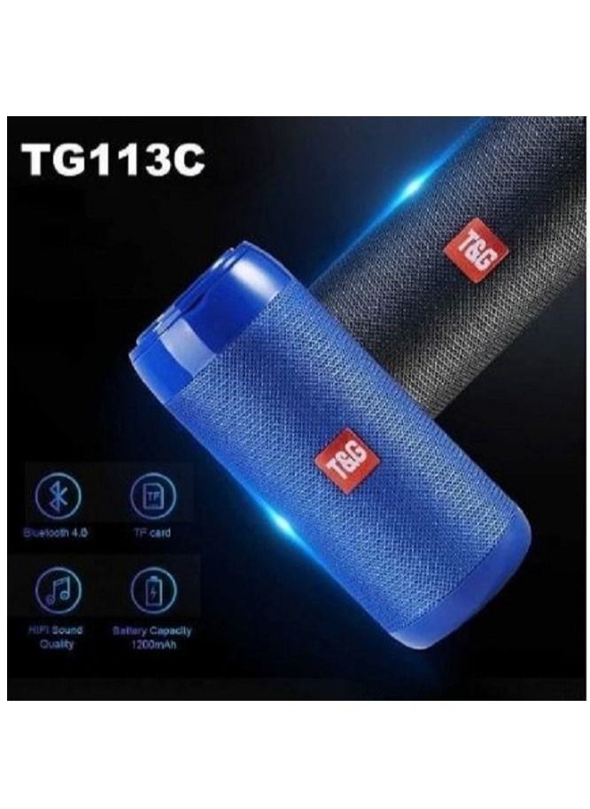 Generic Tg113c Portable Bluetooth Speaker With Fm Radio Tf Card Aux Surround Bass Subwoofer - Blue  - Image 2